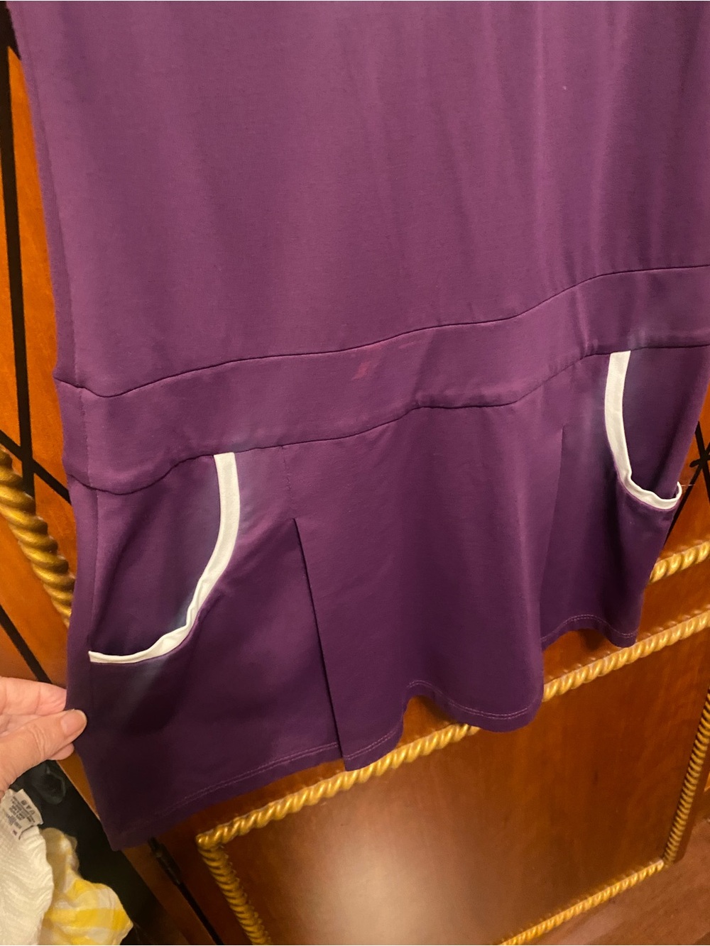 Vintage 80's Lacoste Purple Tennis Dress with White Trim and Front Zip - Picture 5 of 8